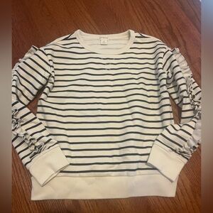 Crewcuts Striped Ruffle Sleeve Sweatshirt